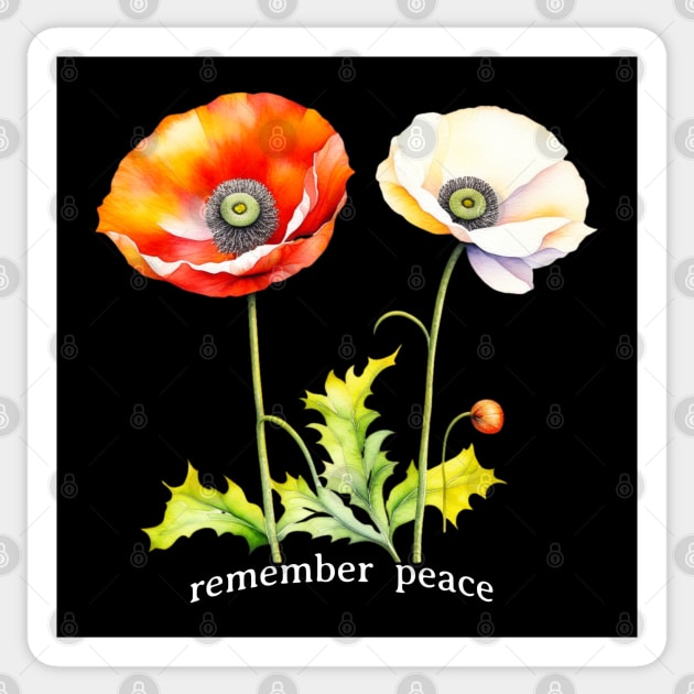 Watercolor Memorial Day Peace Red & White Poppies Sticker by HolidayBug